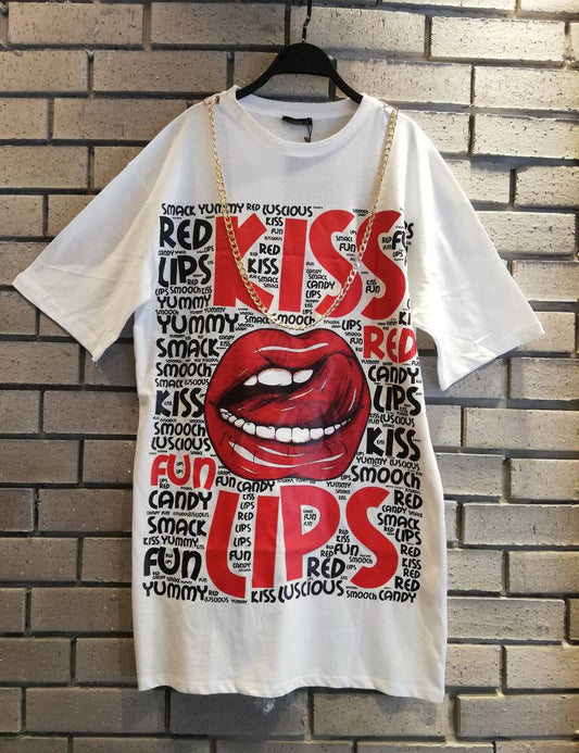 Тениска тип Рокля "Red Lips"